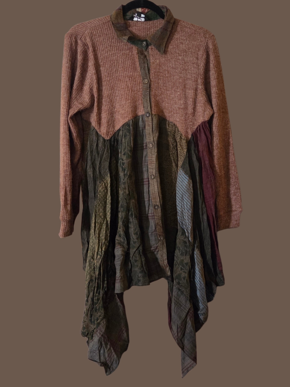 Asymmetrical Patchwork Tunic Hankerchief Top